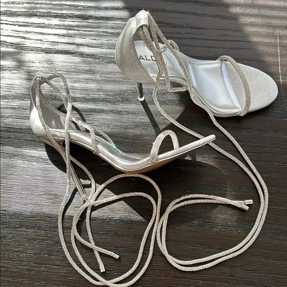 ALDO Silver Strappy Heels - Picture 7 of 15